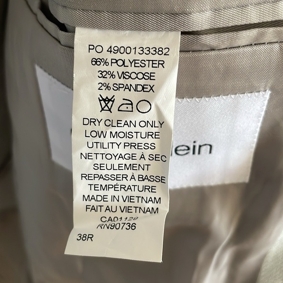 Calvin Klein Men's Slim Fit Mariano Blazer Sport Coat Suit Jacket White Grey 38R - Picture 8 of 8